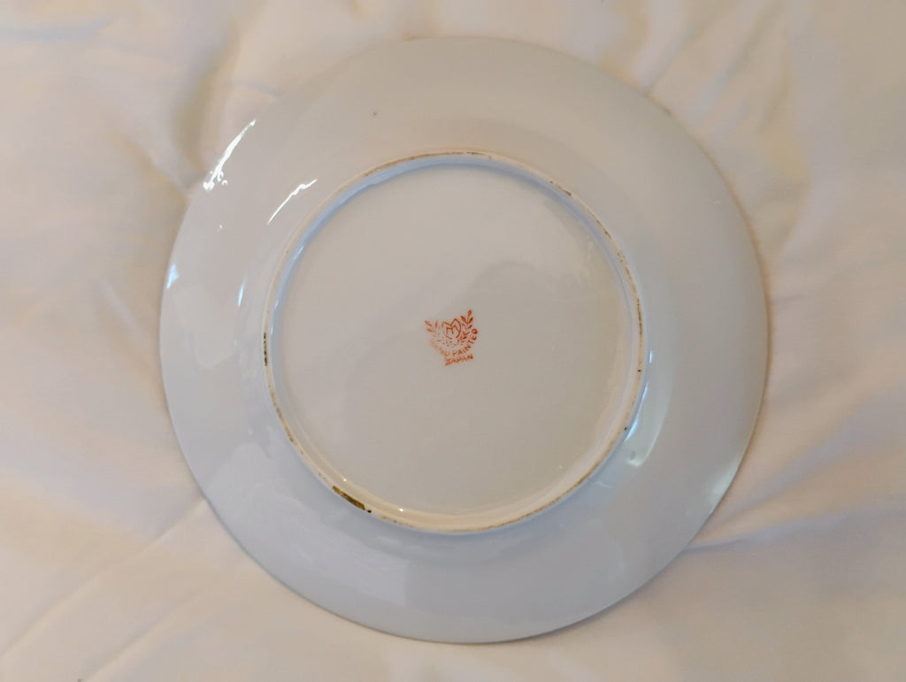 Japanese Lusterware Plate — Amber & Lavender Iridescent Glaze, Hand-Painted Wildflowers, c.1921–1940s
