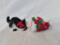 Fitz and Floyd Christmas Cat & Santa Hat Salt and Pepper Shakers — Original Box