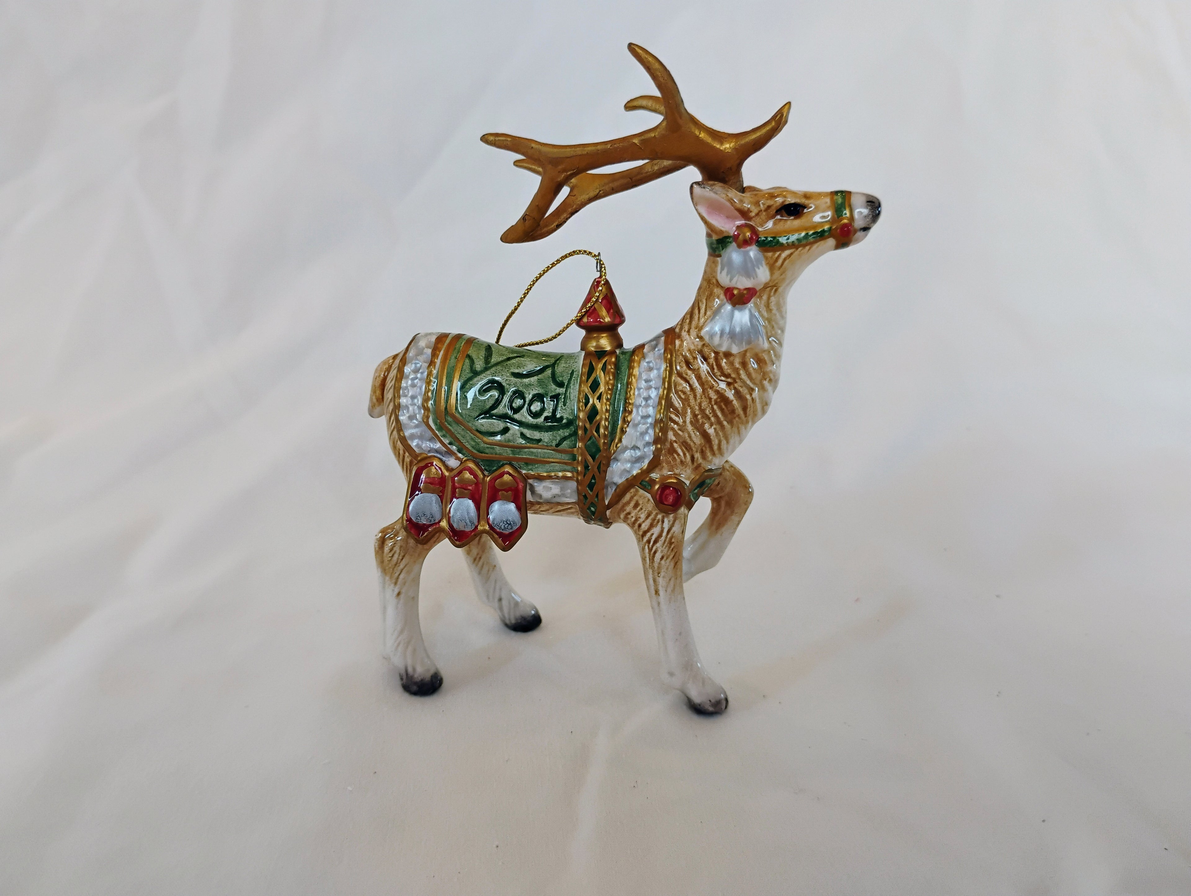 Fitz and Floyd Classics 2001 Dated Reindeer Christmas Ornament