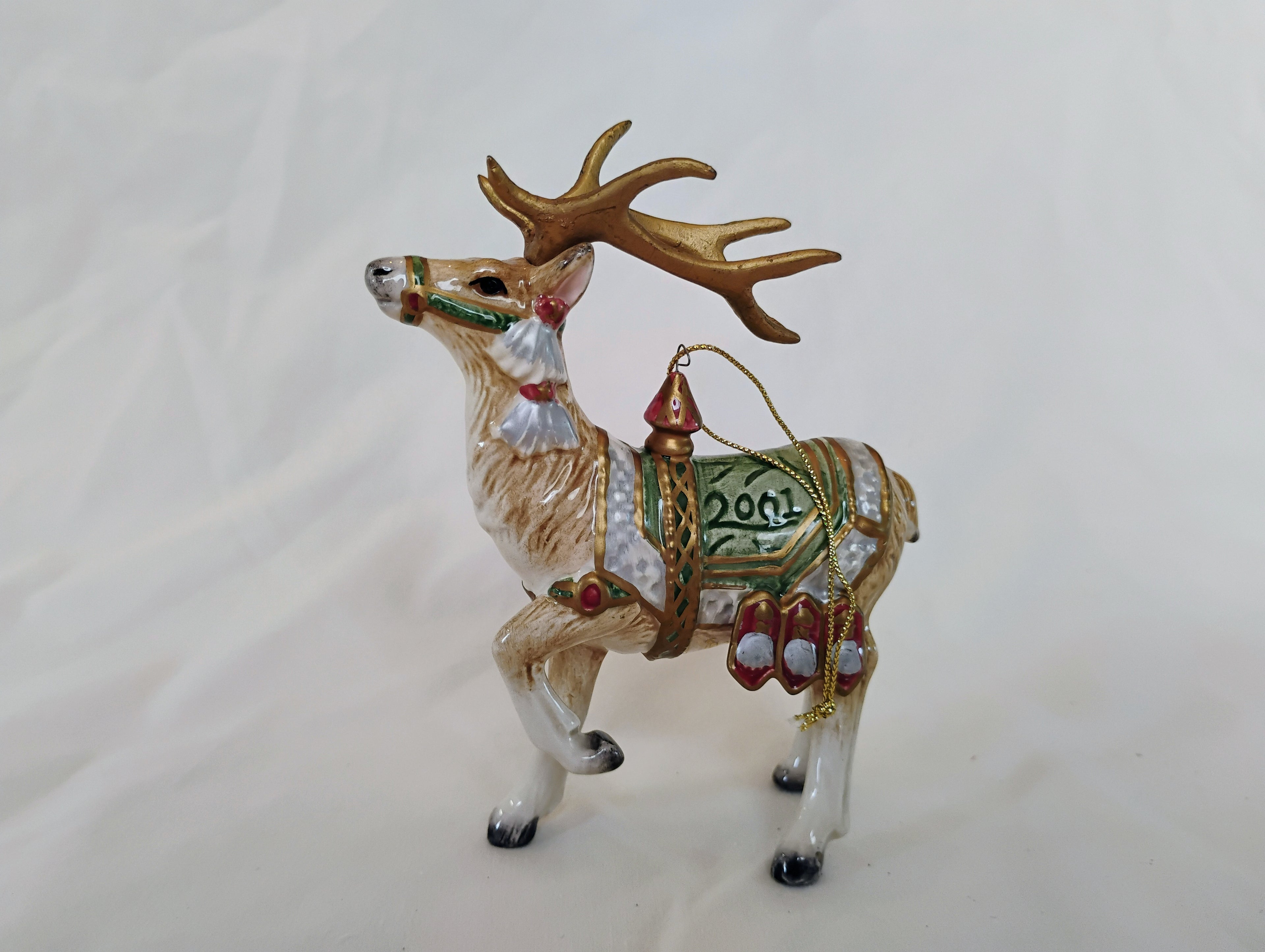 Fitz and Floyd Classics 2001 Dated Reindeer Christmas Ornament
