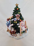 Fitz and Floyd "We Wish You A Merry Christmas" Snowman Tree Musical Rotating Figurine — Original Box