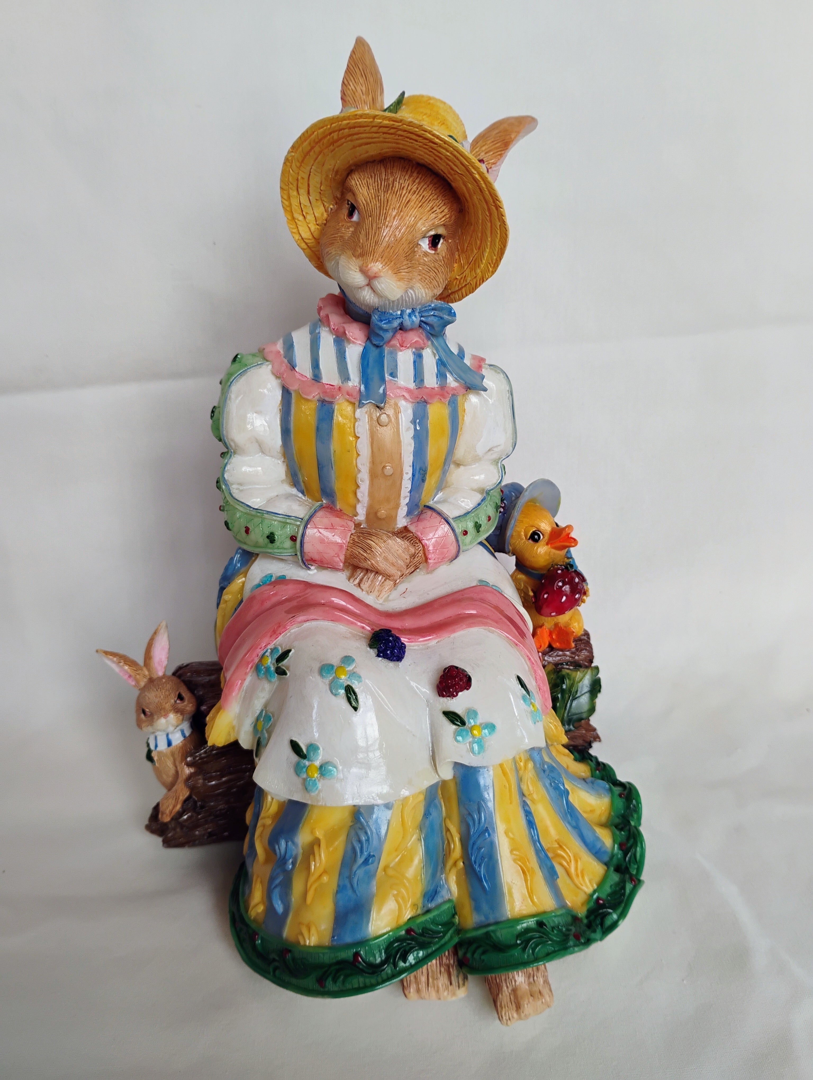Fitz and Floyd "Mother" Bunny Musical Figurine — Wind-Up Music Box with Original Box