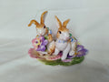 Fitz and Floyd Classics Pansy Bunny Salt & Pepper Shaker Set with Pansy Leaf Tray — Original Box